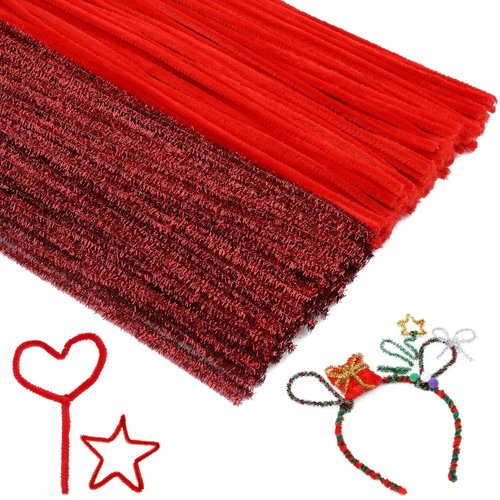 Pipe Cleaners,Pipe Cleaners for Crafts,Pipe Cleaner Crafts,Chenille Stems for Craft Kids DIY Arts&Crafts Supplies (Red 200)