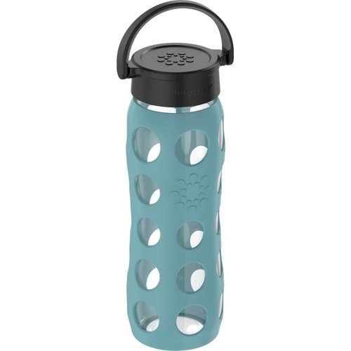 Lifefactory 22-Ounce Glass Water Bottle with Classic Cap and Protective Silicone Sleeve, Aqua Teal