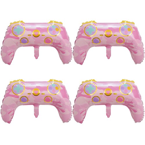 SAMOKA Video Game Balloons,4 PCS 26 Inch Pink Gamer Party Balloons,Gamer Birthday Party Decorations,Video Game Birthday Decorations,Gamer Party Decorations