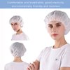 ZXFUTURE 50 Pack 21" White Disposable Nonwoven Bouffant Caps Hair net Hair Sleeves with Swivel Side Headbands, Unisex, Perfect for Sleeping Hair Nets, Hair Nets Food Service,Personal Care (Blue/White)