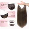 GOO GOO Wire Hair Extensions Real Human Hair, 14inch 75g Chocolate Brown, Invisible Wire Hair Extensions with Transparent, Seamless Fish Line Hairpiece, Straight Remy Hair Extensions