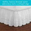 FRESH IDEAS Ideas Ruffled Eyelet Bed Skirt Dust Ruffle with Gathered Styling and Embroidered Details, 14" Drop Length, King, White