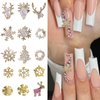 VOTACOS Christmas Nail Art Charms 3D Snowflake Nail Rhinestones Garland Reindeer Nail Supplies Accessories Shiny Christmas Nail Gems Jewelry for Women Christmas Nail DIY Design Decoration