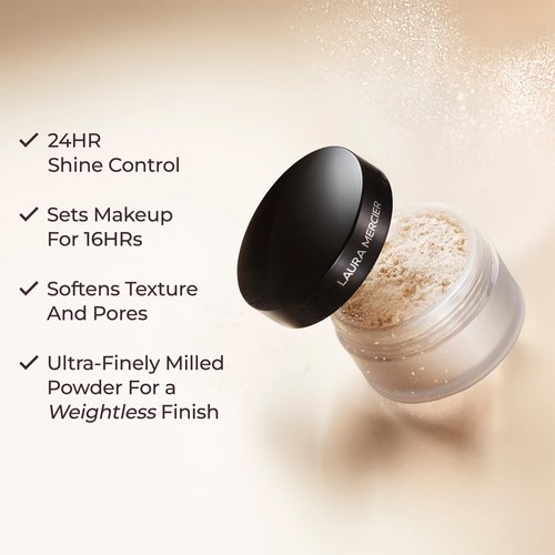 Laura Mercier Translucent Loose Setting Powder: 24 HR Shine Control, Soft Matte Finish, Long Lasting Wear, Best for Normal to Oily Skin, 4 Shades for Virtually All Skin Tones, Honey