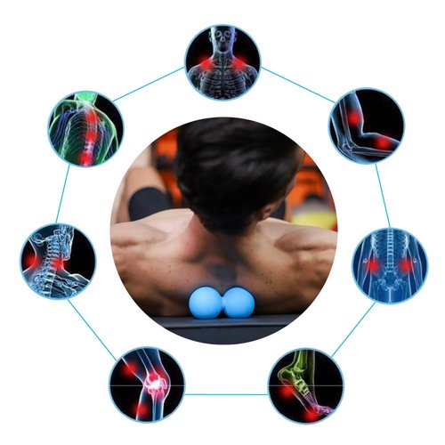 5BILLION FITNESS Peanut Massage Ball - Double Lacrosse Massage Ball & Mobility Ball for Physical Therapy - Deep Tissue Massage Tool for Myofascial Release, Muscle Relaxer, Acupoint Massage