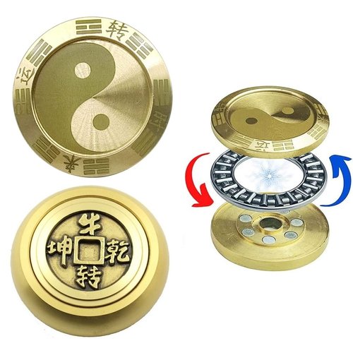 2 Pack Metal Fidget Slider Lucky Brass Coins Spin to Bring Good Luck to Your Home and Business Metal Toys Gifts for Adults with Gift Box，Relieve Stress and Anxiety，More Played More Luck You Got