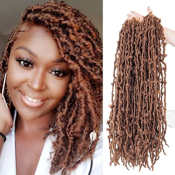 18 Inch Butterfly Locs Crochet Hair 6 Packs Long Faux Locs Crochet Braids Pre looped Distressed Butterfly Soft Locs Crochet Dreadlocks Synthetic Hair Extensions (18 Inch (Pack of 6), 30#)