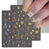 6 Sheets Sun Star Nail Art Stickers Moon Nail Stickers Fish Bone Nail Decals Gold Rose Sliver Fish Bone Moon Star Design Nail Art Supplies for Women Girls Acrylic Nails Decorations Salon Accessories