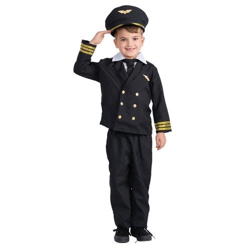 Dress Up America Pilot Costume for Boys and Girls - Airline Captain Uniform for Kids - Role Play Dress Up for Children