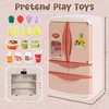 Coherny Play Kitchen Toys Fridge Refrigerator with Ice Dispenser,Mini Dollhouse Furniture Fridge Kids Kitchen Playset with Mini Play Food,Toddler Kitchen Playset Accessories for Boys Girls