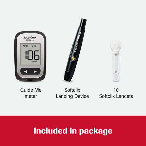 Accu-Chek Guide Me Glucose Monitor Kit for Diabetic Blood Sugar Testing: Guide Me Meter, Softclix Lancing Device, and 10 Softclix Lancets
