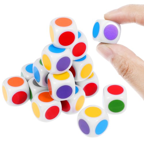 18 Pcs Colored Dice Set, 16 mm Blank on Each Face D6 Six Sided Dice Teaching Plastic Cubes Game Dice Round Corner Dice Small for Classroom Teaching Board Game Playing Rolling