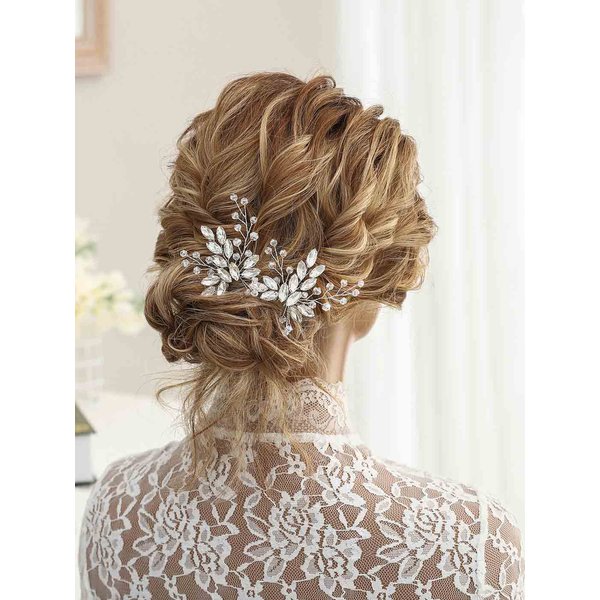 Unicra Wedding Silver Hair Pins Wedding Bridal Pearl Hair Accessories for Brides and Bridesmaids Pack of 2 (Rose Gold)