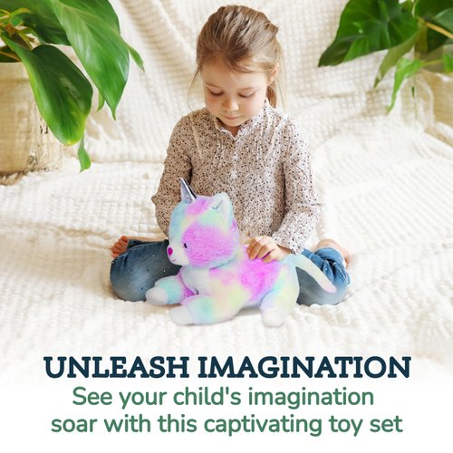 PixieCrush Unicorn Cat Plushie - Mommy Cat Unicorn with 4 Baby Kittens - Magical Cat Pillow Plushies for Girls Ages 3-8 - Big Unicorn Stuffed Animals - Ideal Gift for Girls 5 x 10 x 8 inches