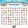 16 Sheets 192PCS Dog Temporary Tattoos Stickers, Dog Puppy Themed Party Favors Supplies Birthday Party Decorations Gifts for Kids Girls Boys Classroom Rewards