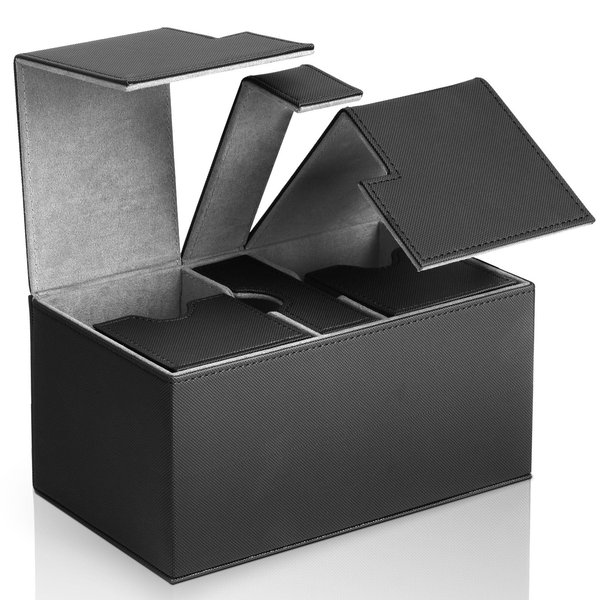 Kitoyz Double Deck Box with Dice Tray,Commander Storage Deck Box Hold 200+ Sleeved Cards,Fit for Game Cards, Sports Cards