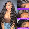 NKTU Deep Wave Lace Front Wigs Human Hair 200 Density Glueless Wigs for Women 13x4 HD Transparent Lace Front Wigs Pre Plucked with Baby Hair (22 Inch, Deep Wave Wigs)