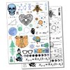 Nerdy Science Math Geek Temporary Tattoo Water Resistant Fake Body Art Set Collection - Color (One Sheet)
