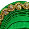 African Women's Turban Hat Stylish Gele Gemstone Headpiece, perfect for wedding parties. Auto Gele HeadtiesNigerian toe cap (Polyester, green)
