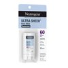 Neutrogena Ultra Sheer SPF 60 Face Sunscreen Stick, Water Resistant Facial Stick with Broad Spectrum SPF 60 Protection for Sensitive Skin, Mini Travel Sunscreen, Oxybenzone-Free, .47 oz