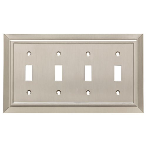 Franklin Brass Classic Architecture (1-Pack) Decorative Light Switch Cover Wall Plates Brushed Nickel 4-Gang Wall Plate Quad Switch/Toggle Plate Guards Electrical Outlet Covers W35227-SN-C