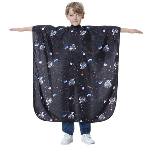 TILYIALA Kids Barber Cape - Professional Hair Cutting Cape,Salon Capes for Hair Stylist Shampoo Haircut Cape Barber Supplies (Space Adventure)