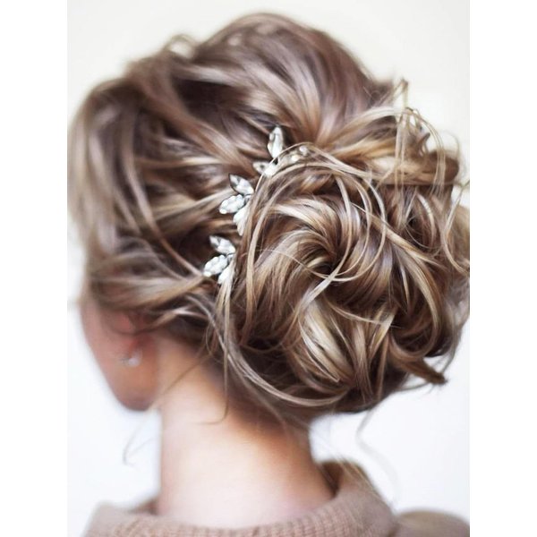 Evild Crystal Bride Hair Pins Sliver Wedding Hair Piece Rhinestone Bridal Hair Accessories for Women(Pack of 3) (Silver)