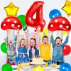 4 Balloon Number Red Blue Green Yellow Balloon Cartoon Mushroom Decorations Star Balloons for Birthday, Carnival, Party Activities, Cartoon Video Game Theme Party Supplies