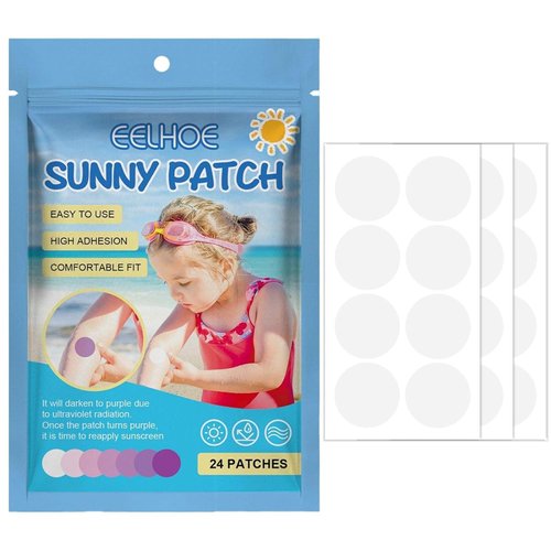 24 Pcs UV Stickers for Sunscreen | Reapply Sunscreen Applicator for Kids | UV Detecting Patches for Face and Body | UV Sun Patches Color Changing Stickers Beach Essentials Facial Sunscreens