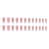 Medium Long Press on Nails Ombre Pink Fake Nails Glossy Glitter Full Cover Glue on Nails Bling Designs Natural Nude False Nails Reusable Artificial Acrylic False Nails for Women Manicure Salon Kit
