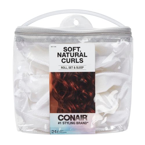 Conair Fabric Hair Curlers to Sleep In, Soft Hair Rollers for Natural Curls, Assorted color, 24 Pack