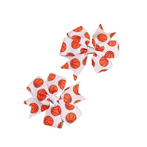 Basketball Hair Bow Clip Kids Girls Sport Bow Hairpin Baby Basketball Hair Clips Pin BBG64 (White Bow)