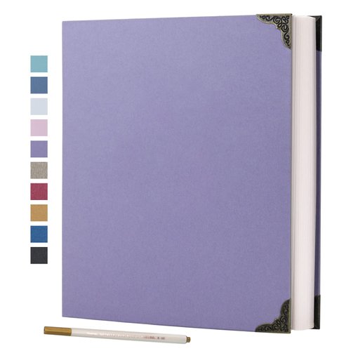 Vienrose Photo Album Self Adhesive 40 Pages Hardcover with DIY Scrapbooking Kit 3 Rings Paper Scrapbook for Lover Friends Kids Wedding Purple