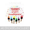 Art Birthday Party Thank You Labels, Paint Party Decorations - 40 Stickers