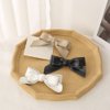 3 Pieces PU-leather Hair Bow Clip Bow Hair Clips Bow Hair Barrettes Handmade Knot Bow Barrettes Hair Pin Hair Bows Barrette Hair Accessories for Women, Black, White, Light-Coffee