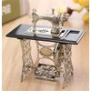 EatingBiting 1/12 1:12 Scale Dollhouse Miniatures Furniture Vintage Silver Sewing Machine Table Metal, Sewing Machine Pedal Can Move, Worth to Keep