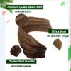 Sew in Weft Hair Extensions Human Hair, Brown to Golden Brown with Blonde Highlights Human Hair Sew in Extensions, Hand Tied Wefts Human Hair Ombre Sew in Hair Extensions Real Human Hair 12inch 80g