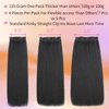 10inch Short Kinky Straight Clip ins Hair Extensions for Black Women 120g/Set Full Head Yaki Kinky Straight Synthetic Hair Clip ins Hair Natural Black 4Pcs 11