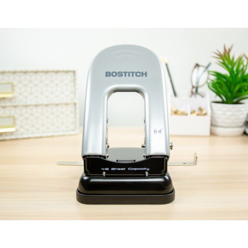 Bostitch Office Indulge 40 Reduced Effort 2-Hole Punch, 40 Sheets, Silver (2340)