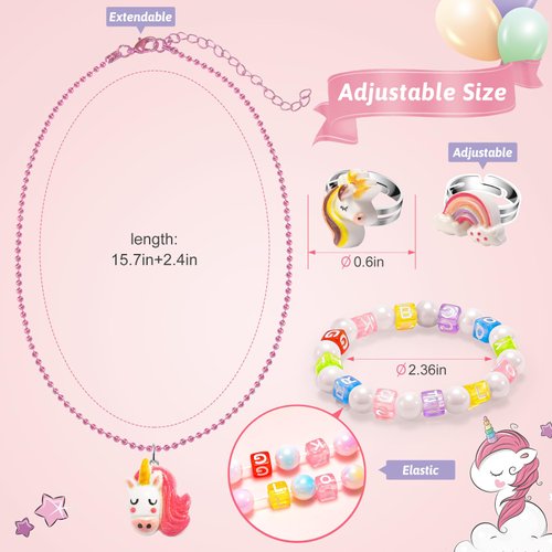 Toddler Girls Jewelry Age 3-5, Kids Play Jewelry Set for Little Girl 3 Year Old, Dress Up Necklaces Rings Bracelets Costume Jewelry Toddlers Children Jewels 4-6 6-8 4 5 6 7 Years Girl Accessories