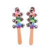 2 Pack Vivid Color Rainbow Handle Wooden Bells Jingle Stick Shaker Rattle 10 Jingle Bells Baby Kids Children Musical Toys
