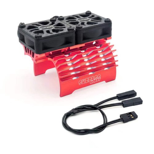 RC brushless Motor Fan, RC Cooling Fan, 30mm Dual Fan 27000RPM, with red Metal heatsink, brushless Motor heatsink, for 1/8 1/10 RC car 40mm 42mm brushless Motor