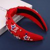 4th of July Headbands for Women, 4th of July Accessories, American Flag Patriotic Headbands, Rhinestone Pearl Knotted Headbands Beads Embellished Jeweled Headbands Holiday Gifts (Star E-Red)