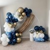 Navy Blue and Gold Balloons,12 Inch Pearl Night Blue Metallic Gold White and Metallic Blue Confetti Balloons for Birthday Party Decorations,Wedding,Bridal Shower,Baby Shower,Graduate