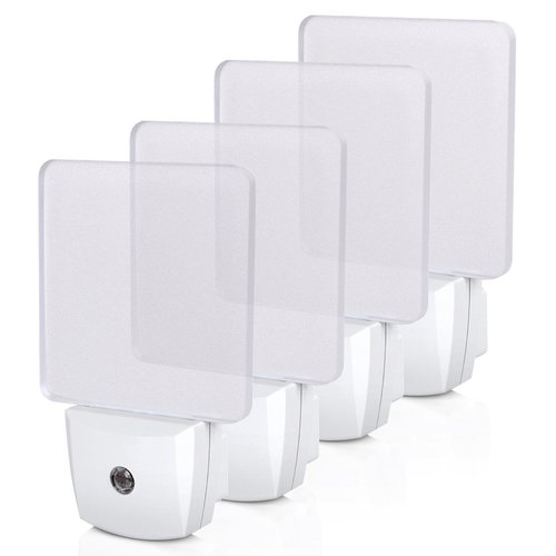 DEWENWILS Plug-in LED Night Light with Light Sensor, Auto Dusk-to-Dawn Sensor, Led Night Lights for Bathroom, Hallway, Bedroom, Living Room, Flat Clear Design, Daylight, UL Listed, 4Pack