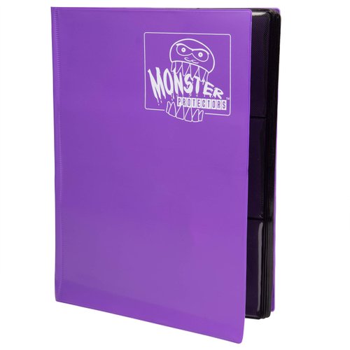 Monster 9 Pocket Trading Card Binder - Matte Purple Album, Anti-Theft & Anti-Drop TCG Protection w Side Loading Padded Pockets, Double Sided, Holds 360 Cards, Sports, Gaming, Kpop, Christmas Gift