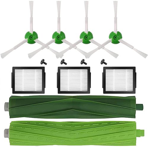 DLD 1 Set of Multi-Surface Rubber Brushes +3 HEPA Filters +6 Edge-Sweeping Brushes Replacement Parts for iRobot Roomba i7 i7+/i7 Plus E5 E6 Vacuum Cleaner Set