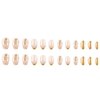 Gold Press on Nails French Tip Fake Nails Almond Nails Press on Gold Foil Designs False Nails Glossy Acrylic Nails Full Cover Glue on Nails Almond Shape French Tip Nails for Women Manicure, 24Pcs