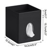 Cretkhp Tissue Box Cover, PU Leather Square Tissue Box Holder with Storage Tray for Bathroom Vanity Countertop Night Stands Bedroom Office Desk, Stylish Tissue Holder Decorative Organizer (Black)