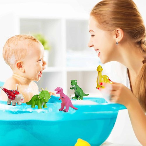 Dinosaur Bath Toys for Toddler 1-3: Kids Dinosaur Toys Mold Free Floating Pool Bathtub Toys - Birthday Gifts Easter Basket Stuffers for Toddler Baby